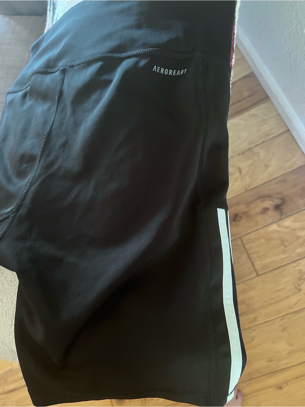 adidas Black Bike Shorts with White Side Stripe 7 inch inseam